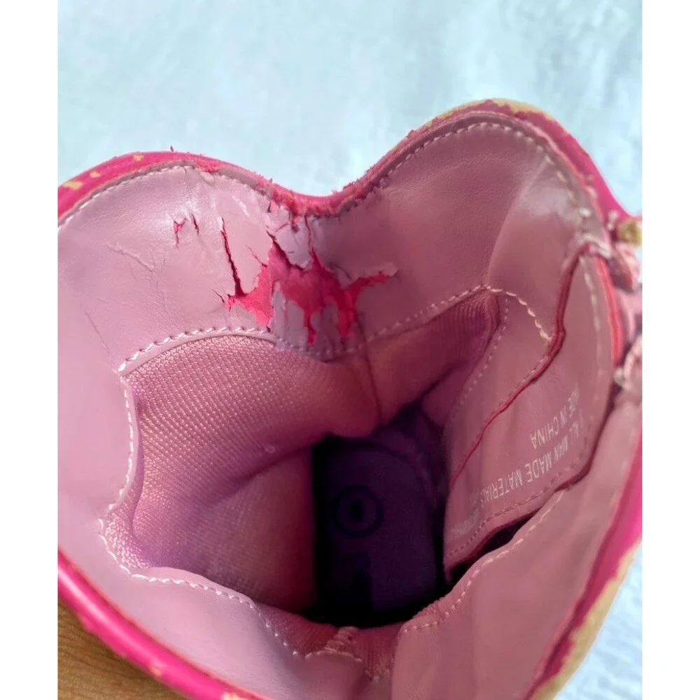 Cherokee Girls Pink Side Zip Round Toe Comfort Casual Cowgirl Western Boot Sz 8T